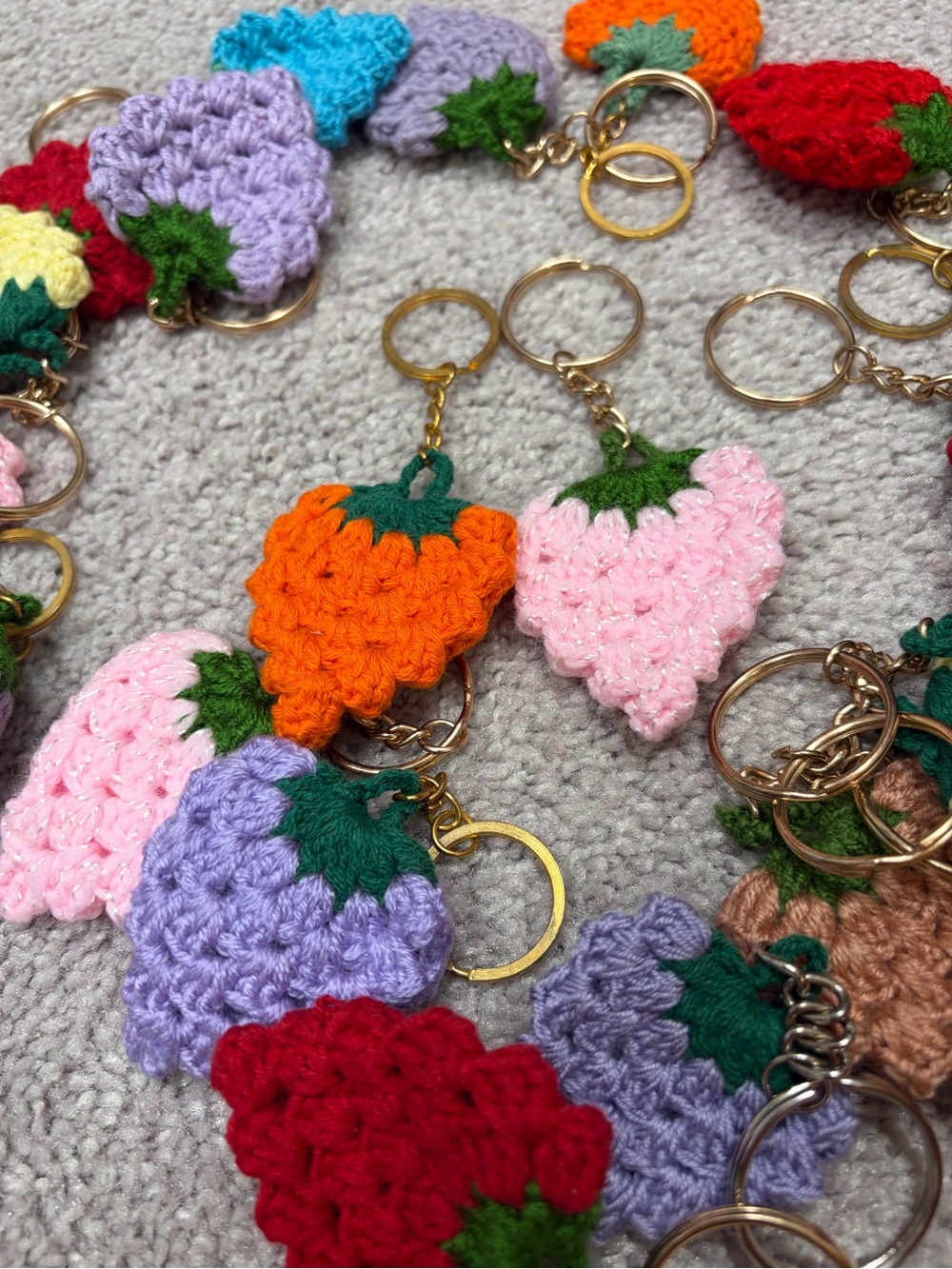 Handmade Crochet Strawberry Keychains - Multi Color made by my mode.